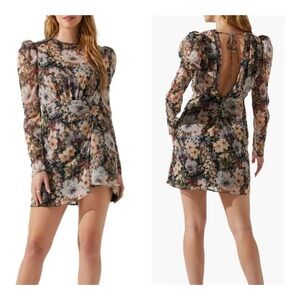 Astr Floral Cindy Puff Sleeve Mini Dress